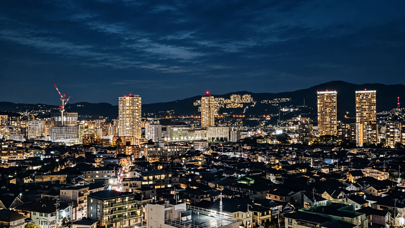 アクセシオから望む宝塚の夜景。ご提供の夜景写真をもとにした編集画像